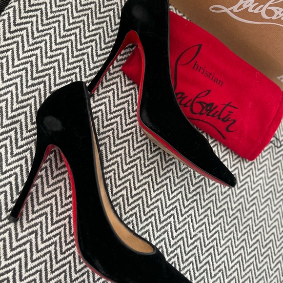 Velvet Black Louboutin Heels - Picture 4 of 5